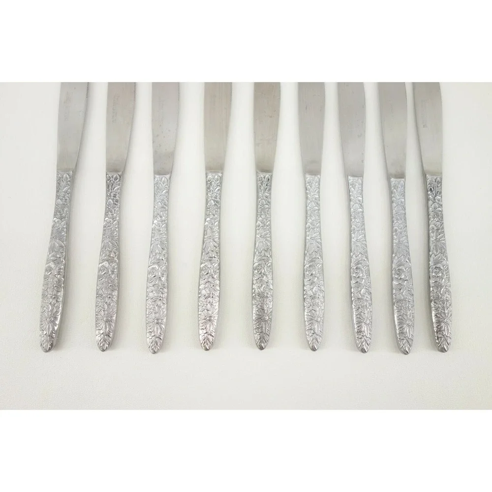 9 - Stanley Roberts BOUQUET Stainless All Floral Glossy Silverware Butter Knives